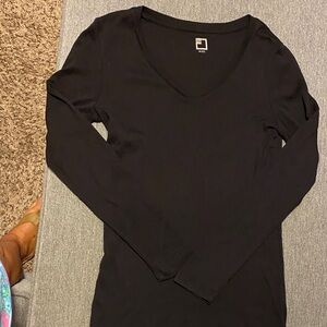 JCP Black Long Sleeve V-Neck Top size M